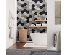 Pegatinas de azulejos hexagonales | Pegatinas autoadhesivas de azulejos de cemento â Mosaico de pared para baño y cocina | Adhesivo de pared â Azulejos 15 x 13 cm â 28 piezas mármol dantan