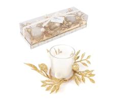 Pack 3 velas en vaso navidad oro