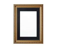 Paintings Frames Marco de Fotos de 8 x 6 Pulgadas para Cuadro de 6 x 4 Pulgadas con decoración Shabby Chic - con Placa de Soporte de MDF - Marco de Oro con Montura Negra