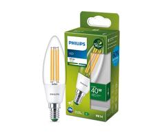 Philips Lighting - Bombilla Led Ultraeficiente filamento 2,3w (Eq. 40w) E14 vela, Luz Cálida (3000K) - Et. Energética A