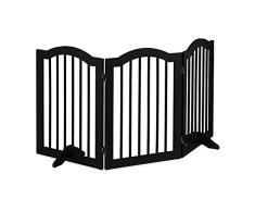 Relaxdays Barrera Seguridad NiÃ±os, Plegable, con Patas, Valla ProtecciÃ³n BebÃ©s y Perros, Redondeada, 70x154x30cm, Negro, 90% Tablero de Fibra 10% bambÃº
