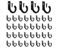 Juego de 58 ganchos para colgar en la pared, gancho de metal con tornillos, color negro