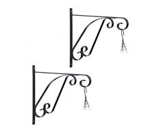 Relaxdays Colgante Soporte para Colgar Flores (2 Unidades, Montaje en Pared, 28 x 30 x 2 cm), Color Negro, 100% Hierro, 28x30x2 cm