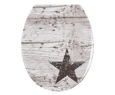 WENKO Tapa de WC Star - antibacteriano, fixation en acier inox, Duroplast, 37.5 x 45 cm, Multicolor