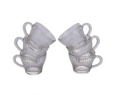 Galileo Casa Juego de 6 tazas de cafÃ© de cristal, lÃ­neas verticales, 90 ml
