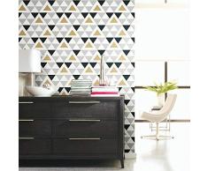 RoomMates - Papel Pintado, Fibras Naturales, Color Gris, Negro, Dorado