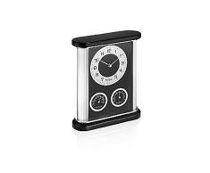Homemania Reloj de Mesa clÃ¡sico â AnalÃ³gico â Despierto, decoraciÃ³n de Mesa, Color Negro de Madera, Metal, Carbono, 13,4 x 4,5 x 19,7 cm