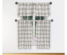 Home Maison Juego de Cortinas y cenefas de Cocina, Negro, 29x36 (2 Piece), 58x15