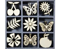 cArt-Us 10,5Â x 10,5Â cm Caja de Madera con Frutas Mariposa Flor Adornos, Natural