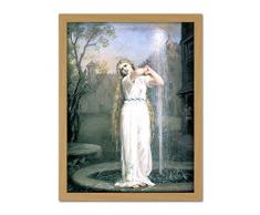 Waterhouse Undine Ondine Water Nymph Painting Artwork Framed Wall Art Print 18X24 Inch Agua Agua Pintura pared