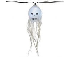 WeRHalloween 20 LED diseño de calavera con forma de flor de tejido de malla Carcasa de noche de brujas decoración para árbol de Navidad, blanco
