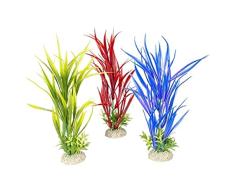 Aqua Della, Planta Artificial Colorida de plÃ¡stico Flexible Amazon Sword M - 30 cm, pie Resistente, Ofrece refugios y Lugares de reproducciÃ³n, Apto para acuarios y terrarios
