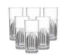 BRYNA - Set 6 Piezas Vasos Milano Hi-Ball 42 Cl en Policarbonato (Plástico RÃgido), 100% Diseño Italiano, Vasos Irrompibles, Copas Vino Reutilizables y Lavables en Lavavajillas, Transparente