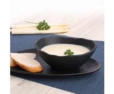 Cuenco de porcelana para postre, 16 cm, 0,50 l, diseÃ±o de pizarra, color negro, 6 unidades