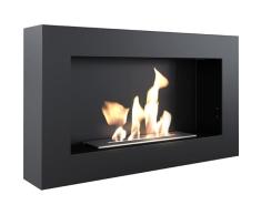 KRATKI Golf Flat Chimenea Interior de bioetanol + Guijarros + Embudo + Set de aromaterapia Biocontenedor de Pared 0,4 l Acero con Recubrimiento en Polvo Certificado TÃV 37 x 64 cm