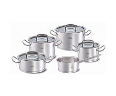 Fissler original-profi collection / Juego de ollas de acero inoxidables, compuesto por 5 piezas, con tapadera de vidrio, apta para cocinas de inducción, gas, vitrocerámica y eléctricas