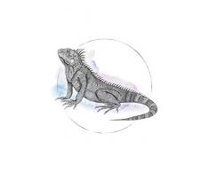 Komar Wandbild Von Iguana Watercolor | Poster, Bild, Wohnzimmer, Schlafzimmer, Dekoration, Kunstdruck | ohne Rahmen | P077B-50x70 fotomural, Schwarz, WeiÃ, Rosa, Blau