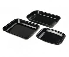 Russell Hobbs Juego de 3 Fuentes para Horno CW20701 Romano, Acero al Carbono, Negro, 30 x 39 x 5 cm