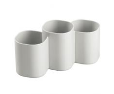 InterDesign Clarity Organizador de Maquillaje, Caja con Compartimentos Redondos en plástico, portalápices Triple, Gris Claro