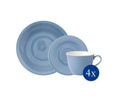 Villeroy & Boch Group - Set de café Color Loop Horizon de 12 piezas, juego de vajilla de Premium Porcelain para 4 personas, apto para lavavajillas ,azul celeste
