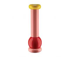 Alessi Totem Domestici MP0210 2 - Molinillo de Sal, Pimienta y Especias de DiseÃ±o en Madera de Haya, Rosa, Roja y Amarilla