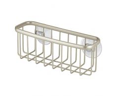 InterDesign Axis Portaestropajos, Organizador de Fregadero de Metal con Recubrimiento Inoxidable para esponjas y estropajos, Plateado Mate