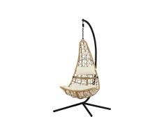 Venture Home Silla Colgante Edimburgo â Marco Negro/Naturaleza Wicker/Blanco Cushion
