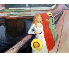 Legendarte Edvard Munch Muchachas en un Puente Impresión Digital sobre Lienzo, cm. 50x70