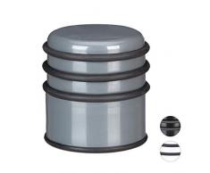 Relaxdays Tope, Pesado, para Puertas y Ventanas,â 7 cm, 3 Anillos de Goma, Gris Oscuro