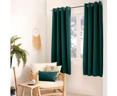 ED Enjoy Home - Cortina Opaca con 8 Ojales de Metal Cromado, diÃ¡metro 4 cm - 100% poliÃ©ster 210 g/mÂ² - 140 x 180 cm - Verde Oscuro - Listo para Colocar - FÃ¡cil de Limpiar