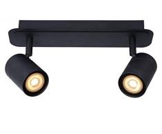 Lucide LENNERT - Foco de techo BaÃ±o - LED Regul. - GU10-2x5W 3000K - IP44 - Negro