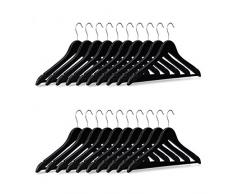Relaxdays Pack de Perchas, Madera, Negro, 3x44x23 cm