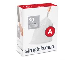 simplehuman, 3 x paquete de 30 bolsas de basura a medida (90 bolsas), cÃ³digo A, plÃ¡stico blanco