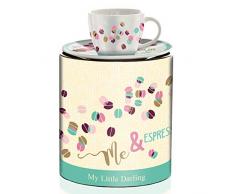 Ritzenhoff My Little Darling Taza de café, 0.08 litros, Cristal, Türkis, Braun, Rosa, Bordeauxrot
