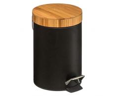Papelera con tapa de bambú Naturéo 3L negra