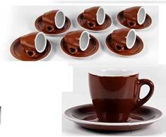GICOS SRL Gicos-Juego de 6 Tazas de cafÃ© con platillo marrÃ³n, CerÃ¡mica, Unica