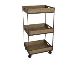 DCASA Camarera 3 Bandejas Metal Y Madera Cama, No Aplica