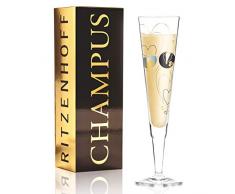Sandra Brandhofer Champus - Copa de champán de cristal, 200 ml, con noble oro y platino, incluye servilletas de tela