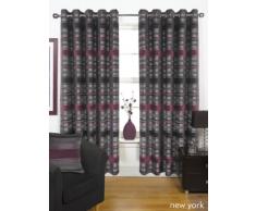 Nueva York Ojal/Anillo Superior Chenille Pesado Peso con Forro par de Cortinas, poliÃ©ster/Seda sintÃ©tica, Berenjena, 66Â x (