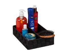 Relaxdays Cesto de almacenaje, Pared divisoria Ajustable, Organizador de Armario, 1 Ud, 6,5x27x18 cm, Negro, M