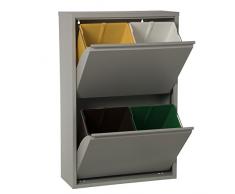 DONREGALOWEB Papelera de Reciclaje de Metal en Color Gris con 4 Cubos de plÃ¡stico