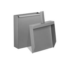 Relaxdays Caja Recogedor, Acero, Contenedor Chimenea y Estufa, 35,5 x 23 x 9 cm, Pala Cenizas, Plateado