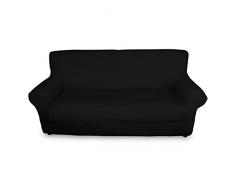 BIANCHERIAWEB Magic - 2 Fundas elÃ¡sticas para sofÃ¡ de Color Negro Liso, aptas para Cojines de 50 a 60 cm con Profundidad del Asiento de 65 cm, Antimanchas y antipelo