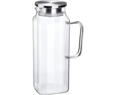 Westmark Jarra de agua de 1,8 l, dos variantes de vertido, acero inoxidable/cristal/silicona, Puro, transparente/plata, 62912260