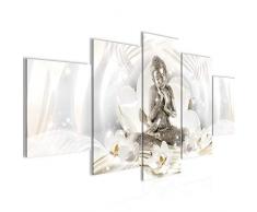 016453b - Imagen de Buda Feng Shui (lienzo de fieltro, tamaÃ±o XXL, 5 piezas, fabricado en Alemania, listo para colgar), color amarillo