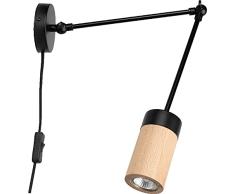 Homemania HOMBR_0057 Lámpara de Pared Anne, Aplique, Madera, Metal, Negro, 10 x 56 x 40