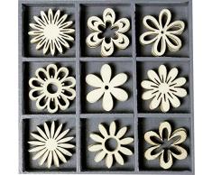 cArt-Us 10,5Â x 10,5Â cm Caja de Madera con Adornos de Flores de fantasÃ­a, Natural