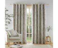 Catherine Lansfield Living Alder Trees - Cortinas Forradas con Ojales, 2 Paneles, 66 x 54 Pulgadas, Color Natural