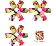 Papillon Suave Pan Pantalla Cada uno con un Hermoso impresiÃ³n fotogrÃ¡fica con Libre Posavasos, Candy, 38Â cm de diÃ¡metro, Pack de 3