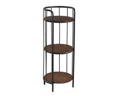 GEESE Mesita Auxiliar, Madera y Hierro, Marrón, 40x41x108 cm